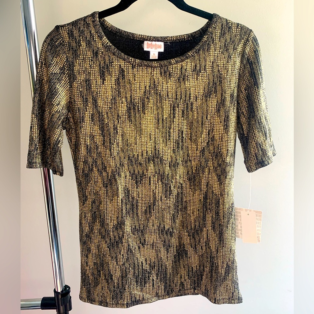 LuLaRoe Gold and Black Short Sleeve Tee